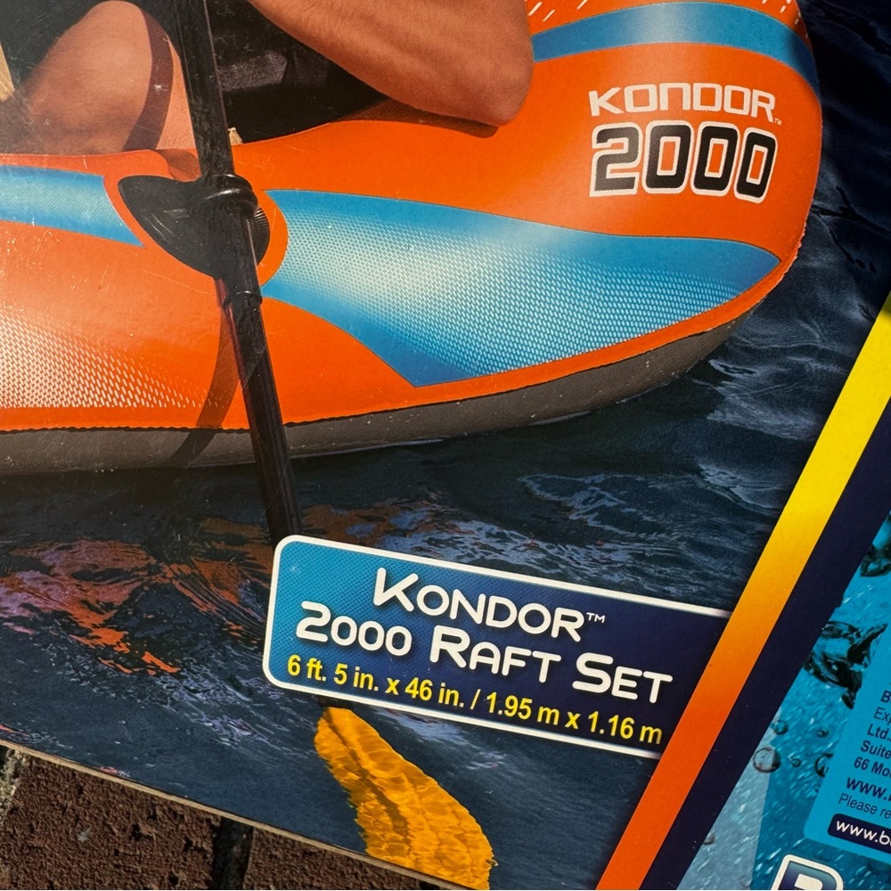 H2O GO Kondor 2000 Raft Set - 6'1" x 38" - Fits 1 Child 1 Adult, Water Sports - Picture 5 of 6